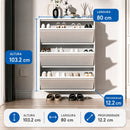 Organizador de Calçados Compact - Sapateira de Parede 3 Basculantes em Aço, 80 cm, Branca