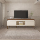 Rack para TV de 1,80 Lumina com fita de LED e pés em madeira Artely Pinho/Off white
