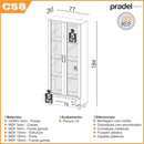 Estante para livros com duas portas de vidro e gaveta 100% MDF cor 02