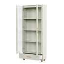 Estante para livros com duas portas de vidro e gaveta 100% MDF cor 02