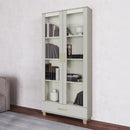 Estante para livros com duas portas de vidro e gaveta 100% MDF cor 02
