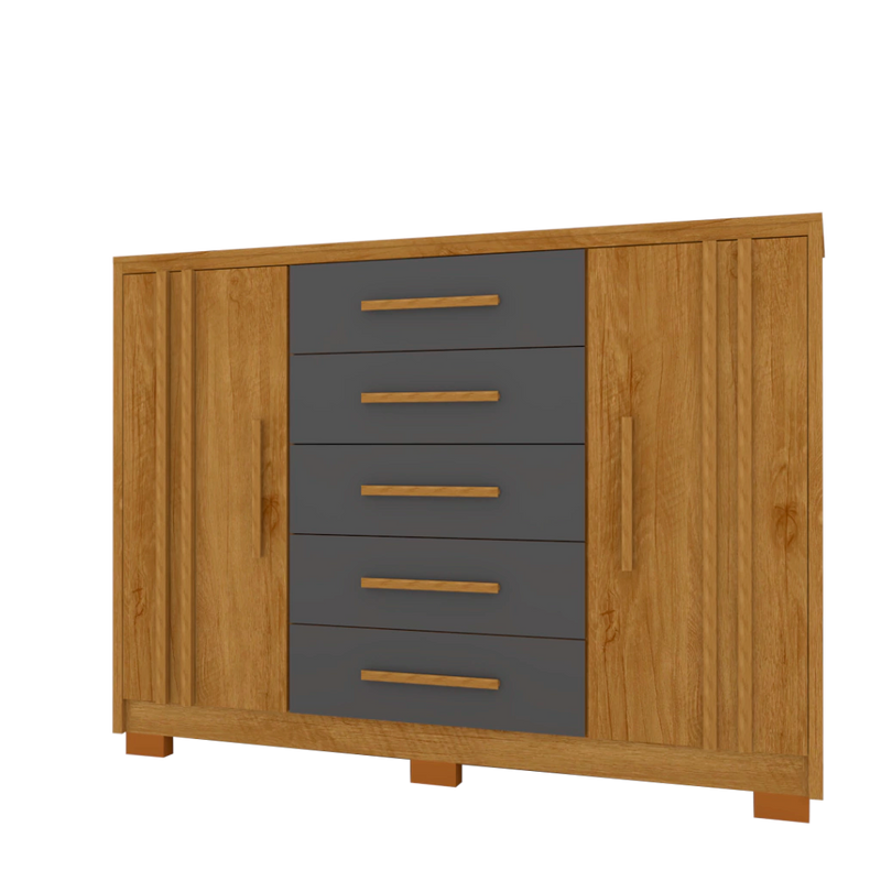 Cômoda de 1,55 100% MDF com portas ripadas cor 04