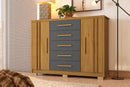Cômoda de 1,55 100% MDF com portas ripadas cor 04