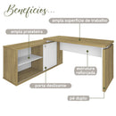 Conjunto Escrivaninha em L com porta + Balcão duas portas