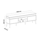 Rack para TV de 1,80 Lumina com fita de LED e pés em madeira Artely Pinho/Off white