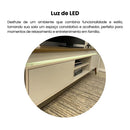 Rack para TV de 1,80 Lumina com fita de LED e pés em madeira Artely Pinho/Off white