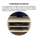 Rack para TV de 1,80 Lumina com fita de LED e pés em madeira Artely Pinho/Off white