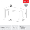 Mesa de jantar retangular em MDF para 6 lugares