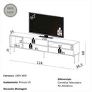 Rack de 2,24 com 3 gavetas e pés metálicos 100% MDF